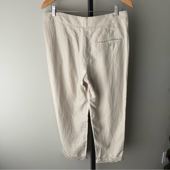 Wilfred Allant Linen Blend Crop Pant Cuff Hem Cream Size 10 - Picture 7 of 10